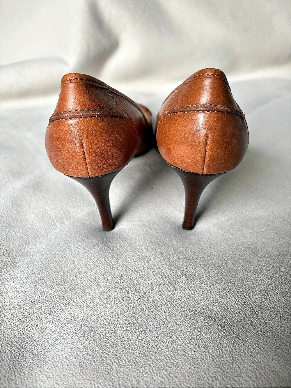 Vintage Lauren Ralph Lauren Brown Penny Loafer Heels 7.5 - Picture 9 of 12